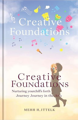 The cover of 'Creative Foundations: Nurturing Your Child’s Journey in the Arts' features a soft, pastel background creating an atmosphere of creativity and potential
