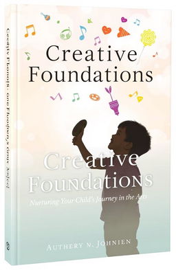 The cover of 'Creative Foundations: Nurturing Your Child’s Journey in the Arts' features a soft, pastel background creating an atmosphere of creativity and potential