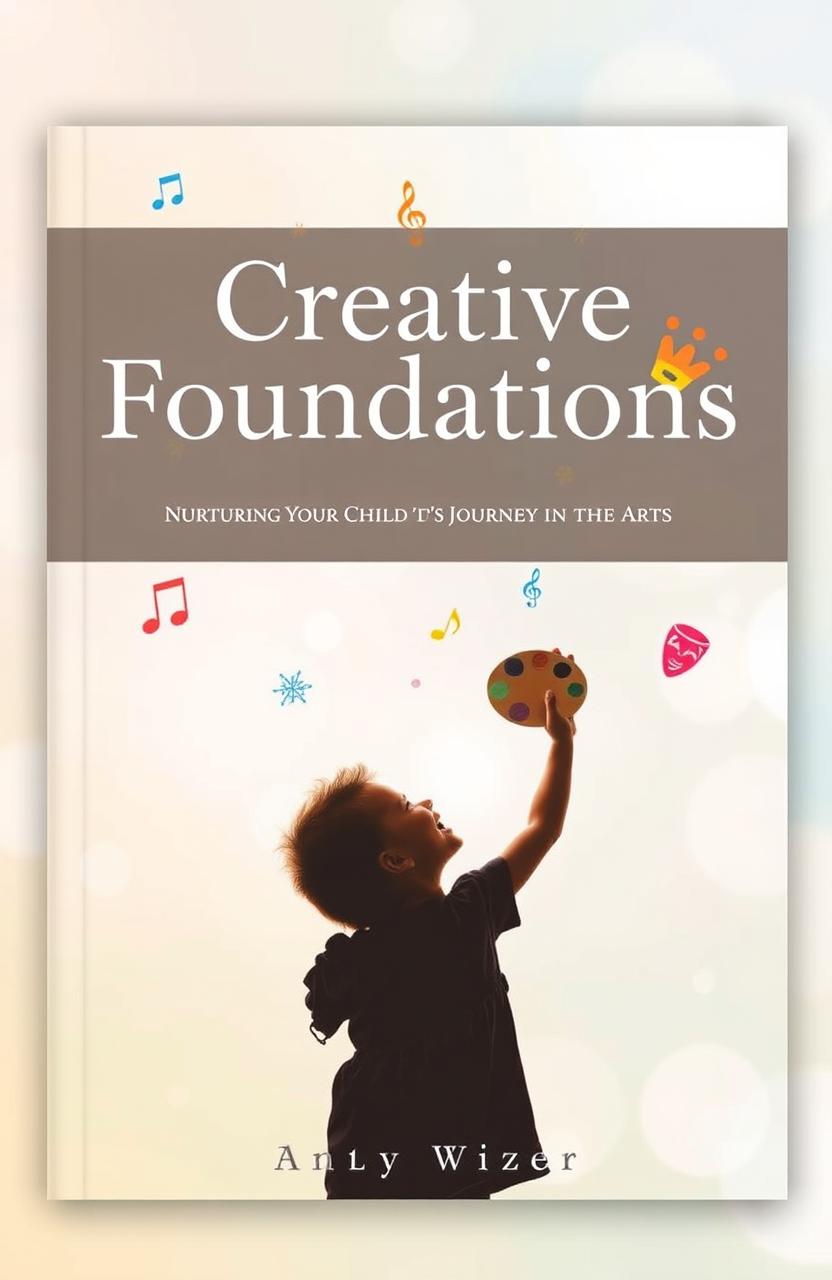 The cover of 'Creative Foundations: Nurturing Your Child’s Journey in the Arts' features a soft, pastel background creating an atmosphere of creativity and potential