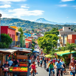 A picturesque view of Guacara, a municipality in Venezuela, showcasing its vibrant urban life