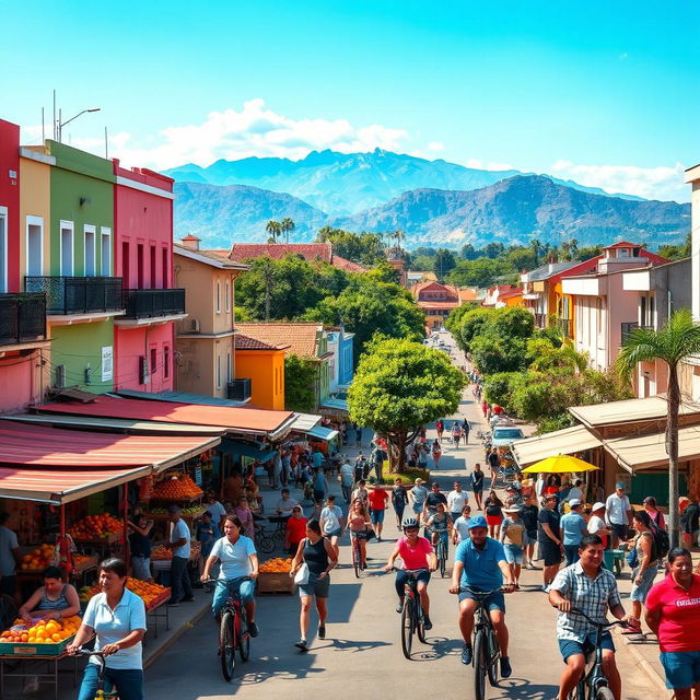 A picturesque view of Guacara, a municipality in Venezuela, showcasing its vibrant urban life