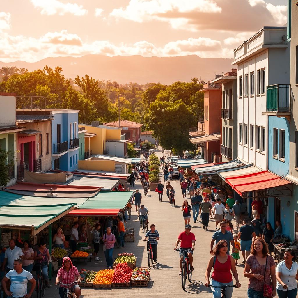 A picturesque view of Guacara, a municipality in Venezuela, showcasing its vibrant urban life