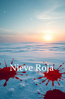 A breathtaking sunrise scene where the sun is just rising over a snowy landscape, with soft snowflakes falling gently from the sky