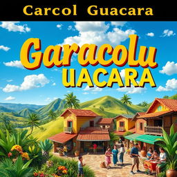 A vibrant and lively depiction of Caracol Guacara, showcasing its stunning landscapes, unique architecture, and bustling local life