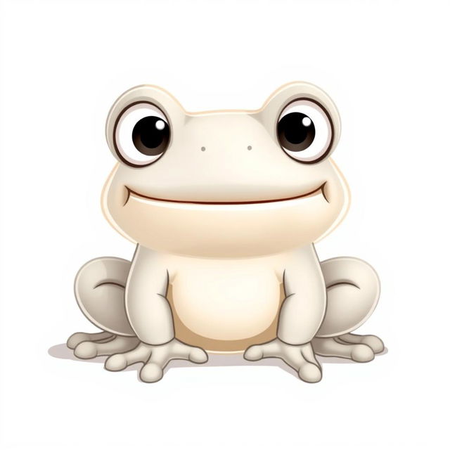 A cartoonish stone frog in a light gray color, designed in a whimsical Disney style