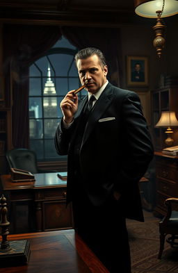 A powerful mafia boss orchestrating a dramatic revenge plot