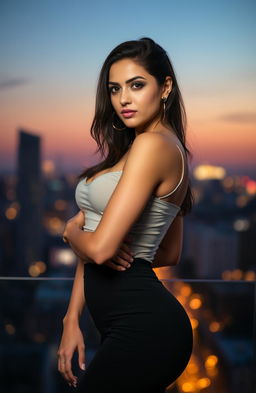 A beautiful and confident young woman named Tashin Khondokar Tasha, exuding an alluring and mature charm
