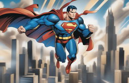 A high-quality digital artwork depicting Superman, traditionally seen flying, now driving a sleek black Porsche on an open road