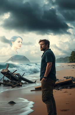 A dramatic scene depicting the tragic aftermath of a plane crash in the ocean