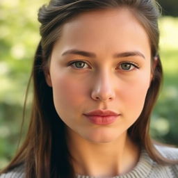 A 27-year-old woman with a natural style and light skin, featuring minimal makeup