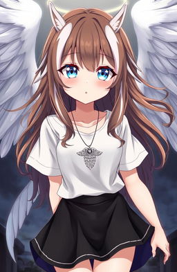 An anime-style illustration of a girl who is an angel turned into a human