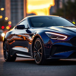 A sleek, dark blue Zeekr car prominently displayed, featuring unique and striking rays rims that enhance its sporty appearance