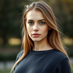 A 35-year-old woman with fair skin and long hair, depicted in a natural style with minimal makeup