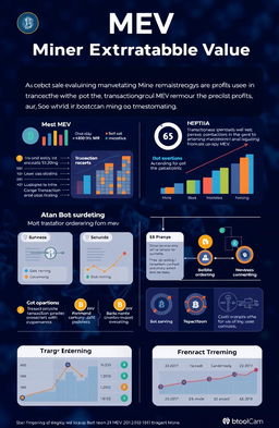 A detailed infographic illustrating the concept of MEV (Miner Extractable Value) and its rise in the cryptocurrency space
