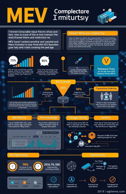 A detailed infographic illustrating the concept of MEV (Miner Extractable Value) and its rise in the cryptocurrency space