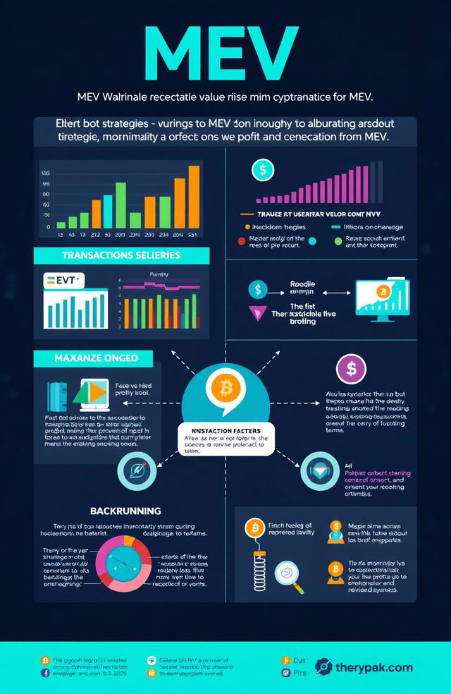 A detailed infographic illustrating the concept of MEV (Miner Extractable Value) and its rise in the cryptocurrency space