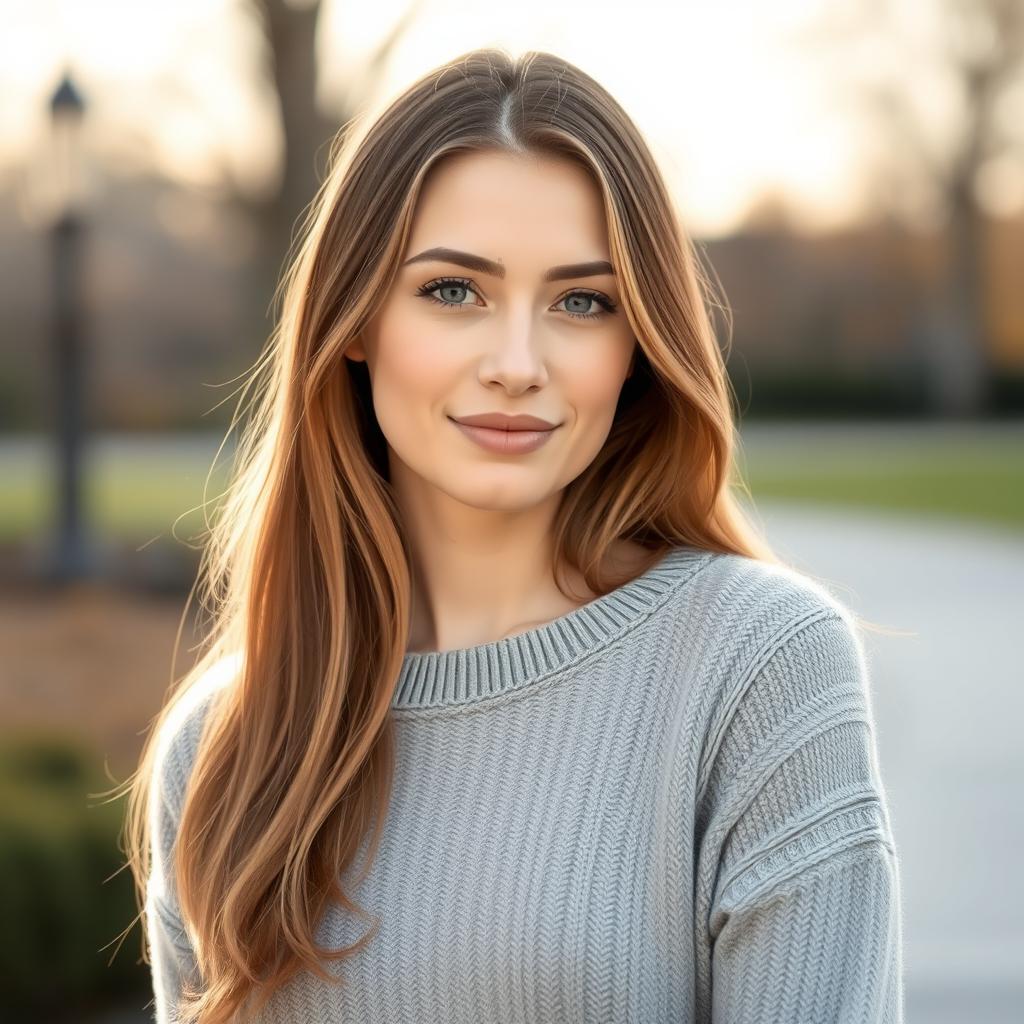 A 35-year-old woman with fair skin and long hair, illustrated in a natural style with minimal makeup