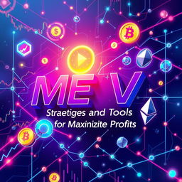 A vibrant and futuristic digital illustration encapsulating the concept of MEV (Miner Extractable Value) within the cryptocurrency landscape