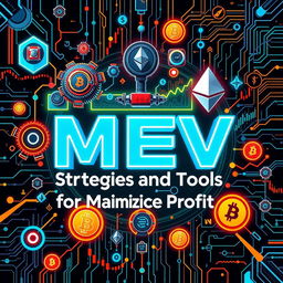 A striking and modern digital artwork illustrating the theme of MEV (Miner Extractable Value) in the cryptocurrency world