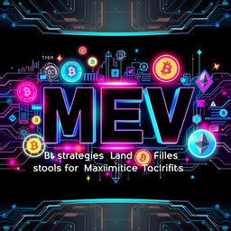 A striking and modern digital artwork illustrating the theme of MEV (Miner Extractable Value) in the cryptocurrency world