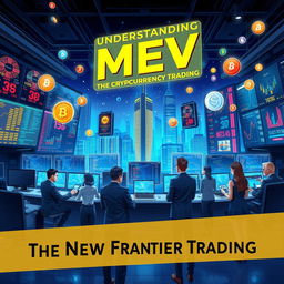 A visually stimulating and intricate illustration representing the theme 'Understanding MEV: The New Frontier of Cryptocurrency Trading'