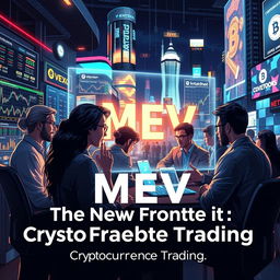 A striking and detailed illustration representing 'Understanding MEV: The New Frontier of Cryptocurrency Trading'