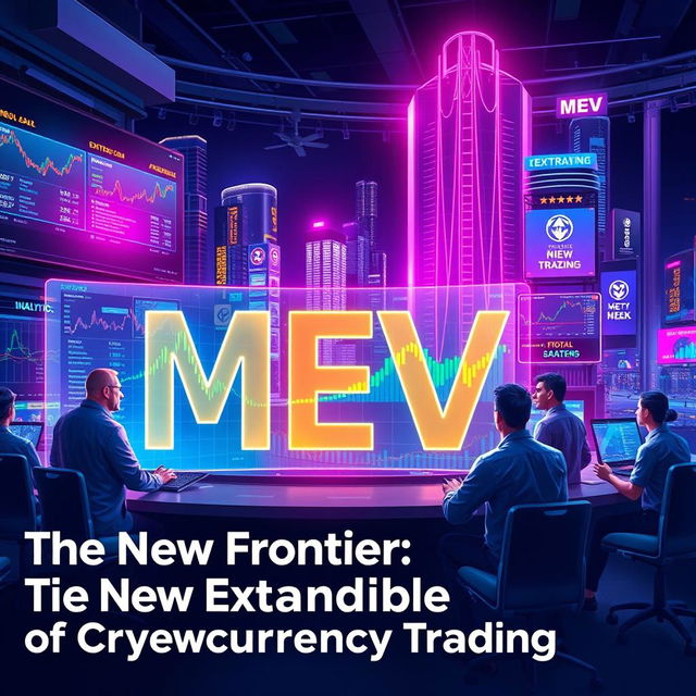 A striking and detailed illustration representing 'Understanding MEV: The New Frontier of Cryptocurrency Trading'