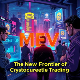 A striking and detailed illustration representing 'Understanding MEV: The New Frontier of Cryptocurrency Trading'
