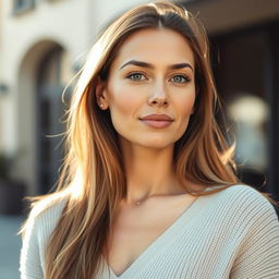 A 35-year-old woman with natural beauty and light skin, wearing minimal makeup