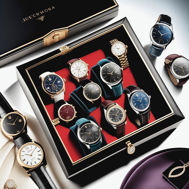 This high-resolution photograph showcases a collection of luxury watches neatly arranged on a luxurious velvet tray