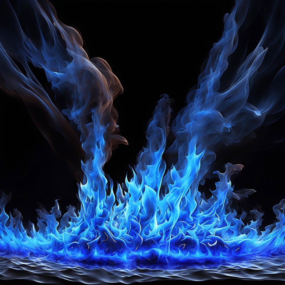 A high-resolution digital art image depicting a captivating scene of blue fire