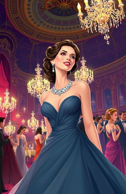 A beautifully illustrated scene inspired by Guy de Maupassant's short story "The Necklace