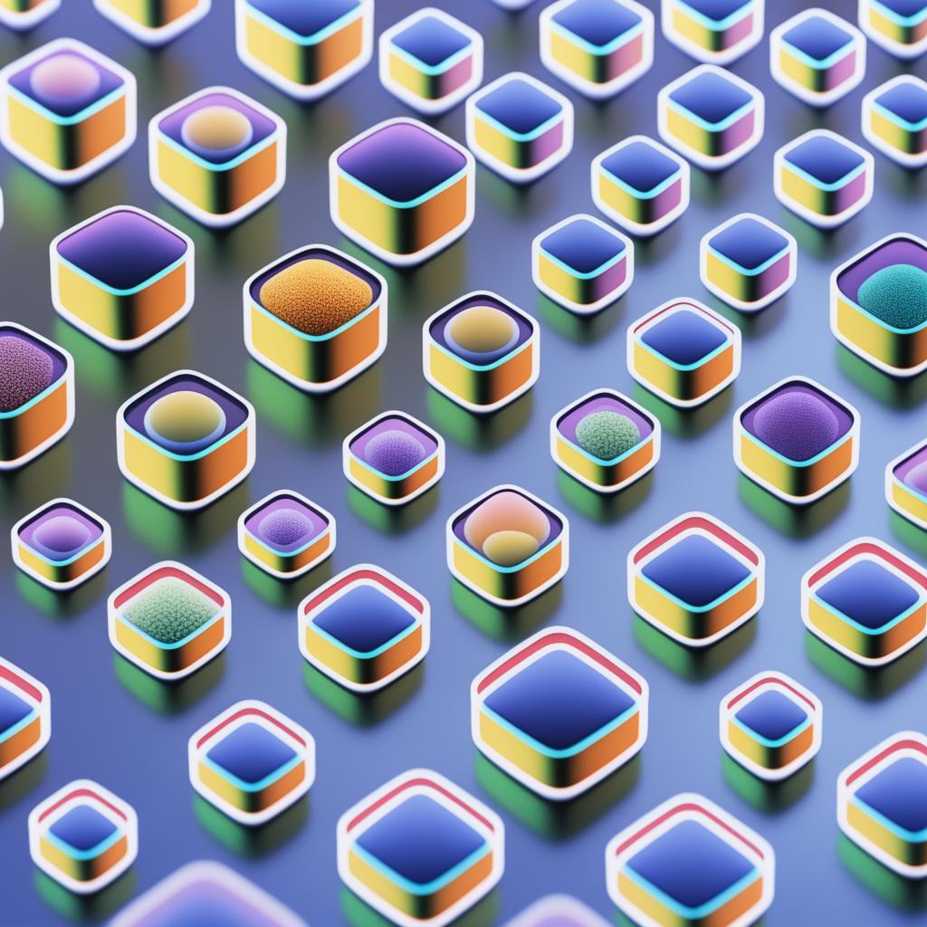 A high-quality, three-dimensional digital rendering of a cell culture, showing various cell types in a matrix