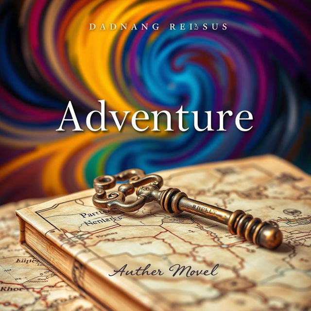 A stunning book cover design featuring an abstract and artistic representation of adventure and mystery