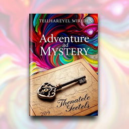 A stunning book cover design featuring an abstract and artistic representation of adventure and mystery
