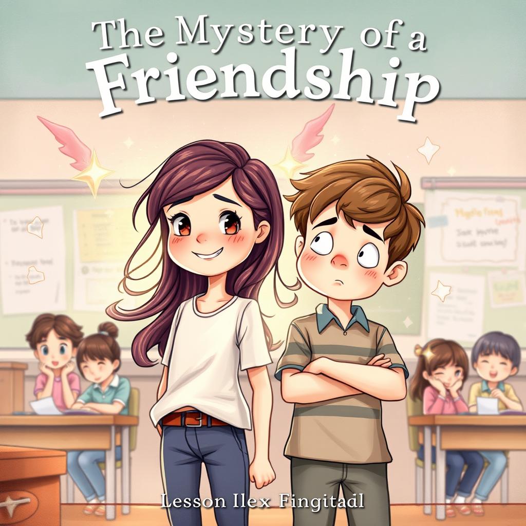 A captivating book cover for a novel titled 'The Mystery of a Friendship'