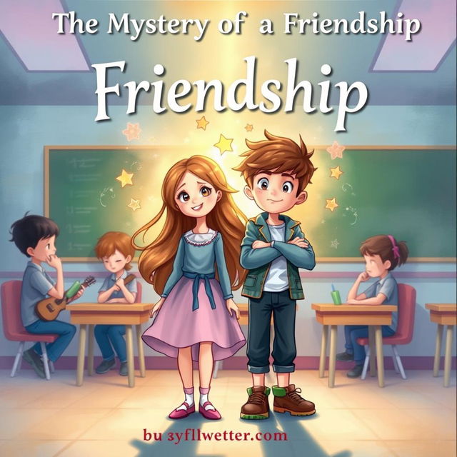 A captivating book cover for a novel titled 'The Mystery of a Friendship'