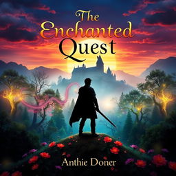 A captivating book cover design for a fictional novel, featuring a mystical forest with enchanting glowing trees and vibrant flowers