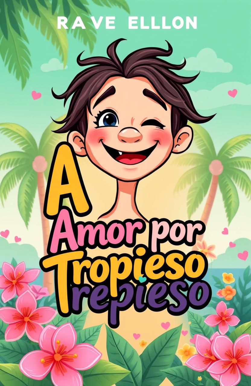 A romantic and vibrant book cover design for 'Amor por Tropieso'