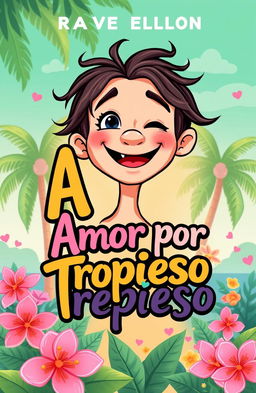 A romantic and vibrant book cover design for 'Amor por Tropieso'