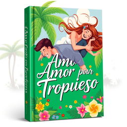 A romantic and lively book cover design for 'Amor por Tropieso'