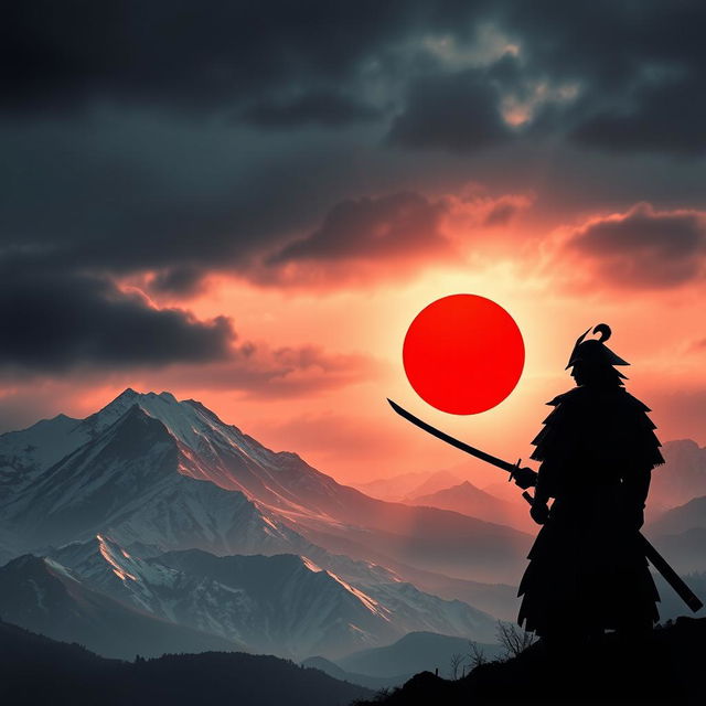 A captivating digital book cover featuring the majestic mountains of eastern Japan with snowy peaks under a moody, atmospheric sky