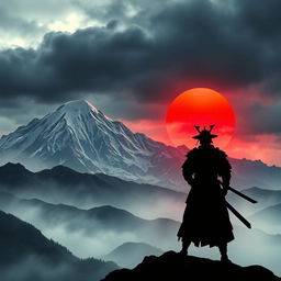 A captivating digital book cover featuring the majestic mountains of eastern Japan with snowy peaks under a moody, atmospheric sky