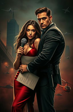 A captivating love story scene between Electra Berylla, an alluring and glamorous news anchor at a crime news television station, and Jax Petronas, a charismatic yet ruthless mafia group leader