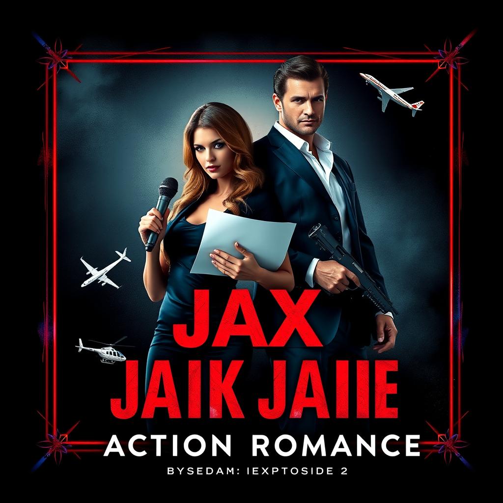 An engaging book cover design depicting the intense love story of Electra Berylla, a strikingly beautiful news anchor specializing in crime news, and Jax Petronas, a dashing and ruthless mafia leader