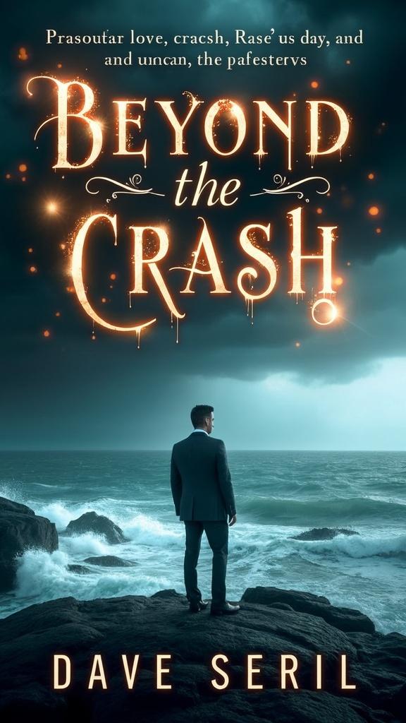 A gripping book cover for a novel titled 'Beyond the Crash' that reflects themes of passionate love, tragic loss, and uncanny mysteries