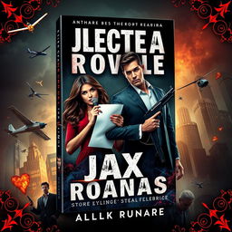 A striking book cover design capturing the intense love story of Electra Berylla, a stunningly beautiful and anti-criminal news anchor at a crime news television station, and Jax Petronas, a dashing and ruthless mafia leader whose crimes she bravely exposes