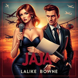 An alluring book cover design showcasing the love story between a beautiful and attractive news anchor, renowned for her crime news reporting, and Jax, a cruel yet dashing mafia leader whose misdeeds she seeks to expose