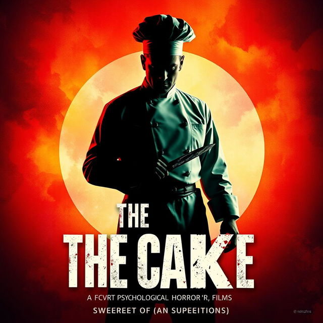 A promotional poster for a short psychological horror film titled "The Cake"