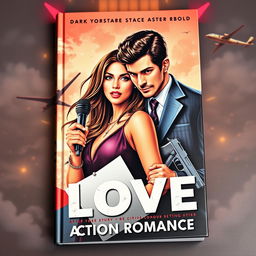 A captivating book cover showcasing the love story of a beautiful and attractive news anchor, renowned for her crime news reporting, and a cruel yet dashing mafia group leader whose crimes she sets out to unveil